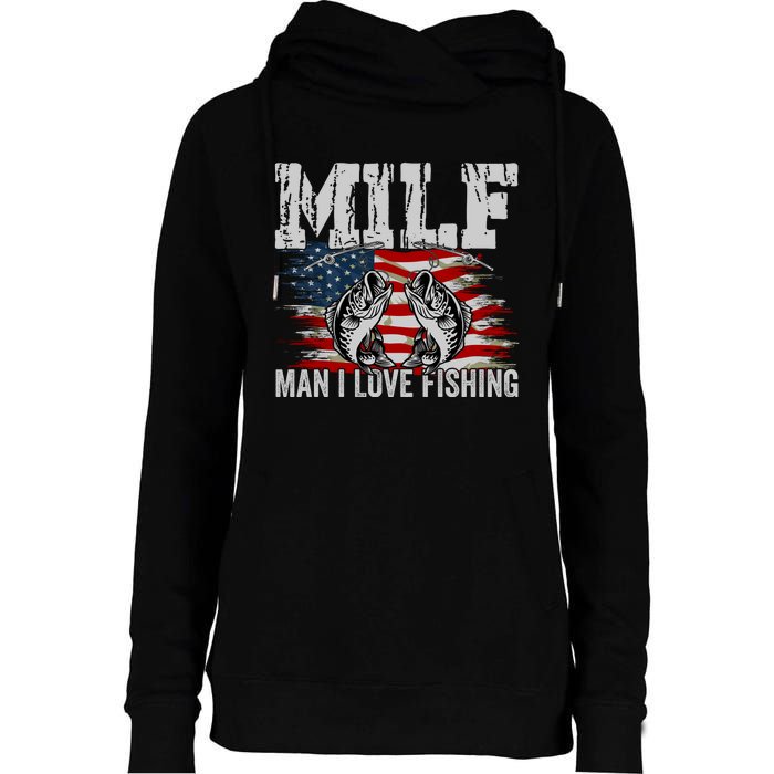 MILF Man I Love Fishing Womens Funnel Neck Pullover Hood