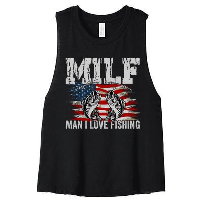 MILF Man I Love Fishing Women's Racerback Cropped Tank