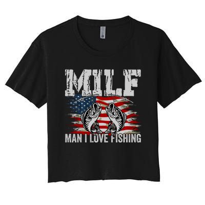 MILF Man I Love Fishing Women's Crop Top Tee