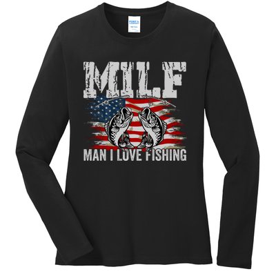 MILF Man I Love Fishing Ladies Long Sleeve Shirt