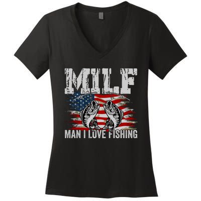 MILF Man I Love Fishing Women's V-Neck T-Shirt