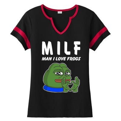 MILF Man I Love Frogs Ladies Halftime Notch Neck Tee