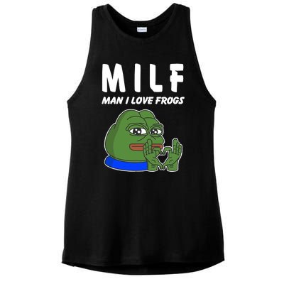 MILF Man I Love Frogs Ladies PosiCharge Tri-Blend Wicking Tank