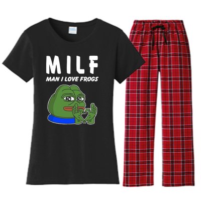 MILF Man I Love Frogs Women's Flannel Pajama Set