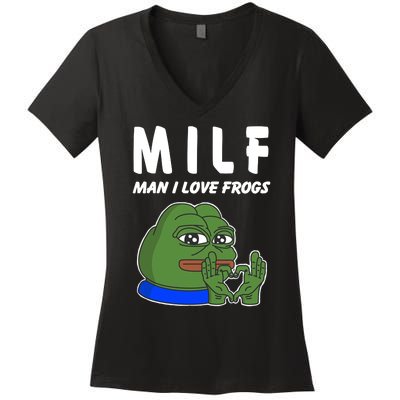 MILF Man I Love Frogs Women's V-Neck T-Shirt