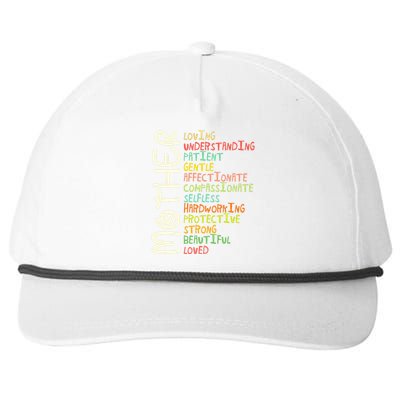 Mother Meaning I Love Mom Snapback Five-Panel Rope Hat