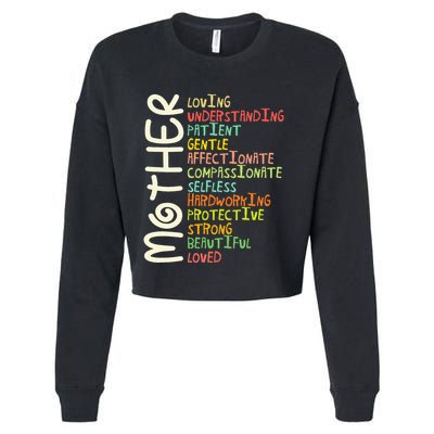 Mother Meaning I Love Mom Cropped Pullover Crew