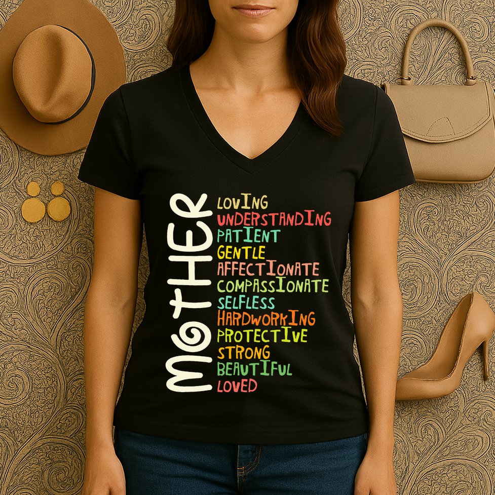 Mother Meaning I Love Mom Women's V-Neck T-Shirt