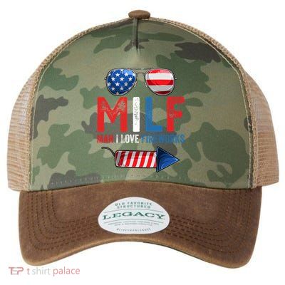 MILF Man I Love Fireworks Funny 4th Of July Gift Legacy Tie Dye Trucker Hat