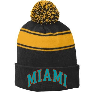 Miami Stripe Pom Pom Beanie