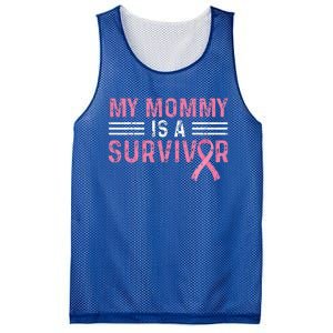 My Mommy Is A Survivor Pink Ribbon Breast Cancer Awareness Mesh Reversible Basketball Jersey Tank