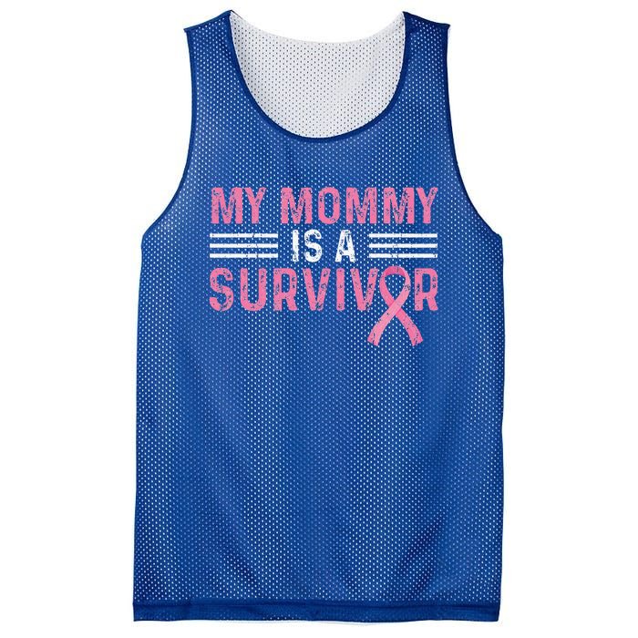 My Mommy Is A Survivor Pink Ribbon Breast Cancer Awareness Mesh Reversible Basketball Jersey Tank