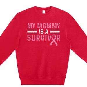 My Mommy Is A Survivor Pink Ribbon Breast Cancer Awareness Premium Crewneck Sweatshirt