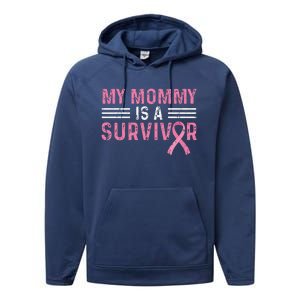 My Mommy Is A Survivor Pink Ribbon Breast Cancer Awareness Performance Fleece Hoodie