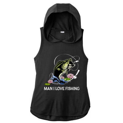 MILF Man I Love Fishing Funny Fishing Design Ladies PosiCharge Tri-Blend Wicking Draft Hoodie Tank