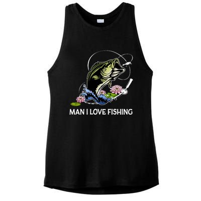 MILF Man I Love Fishing Funny Fishing Design Ladies PosiCharge Tri-Blend Wicking Tank