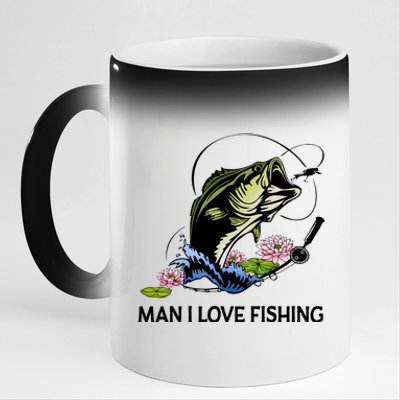 MILF Man I Love Fishing Funny Fishing Design 11oz Black Color Changing Mug