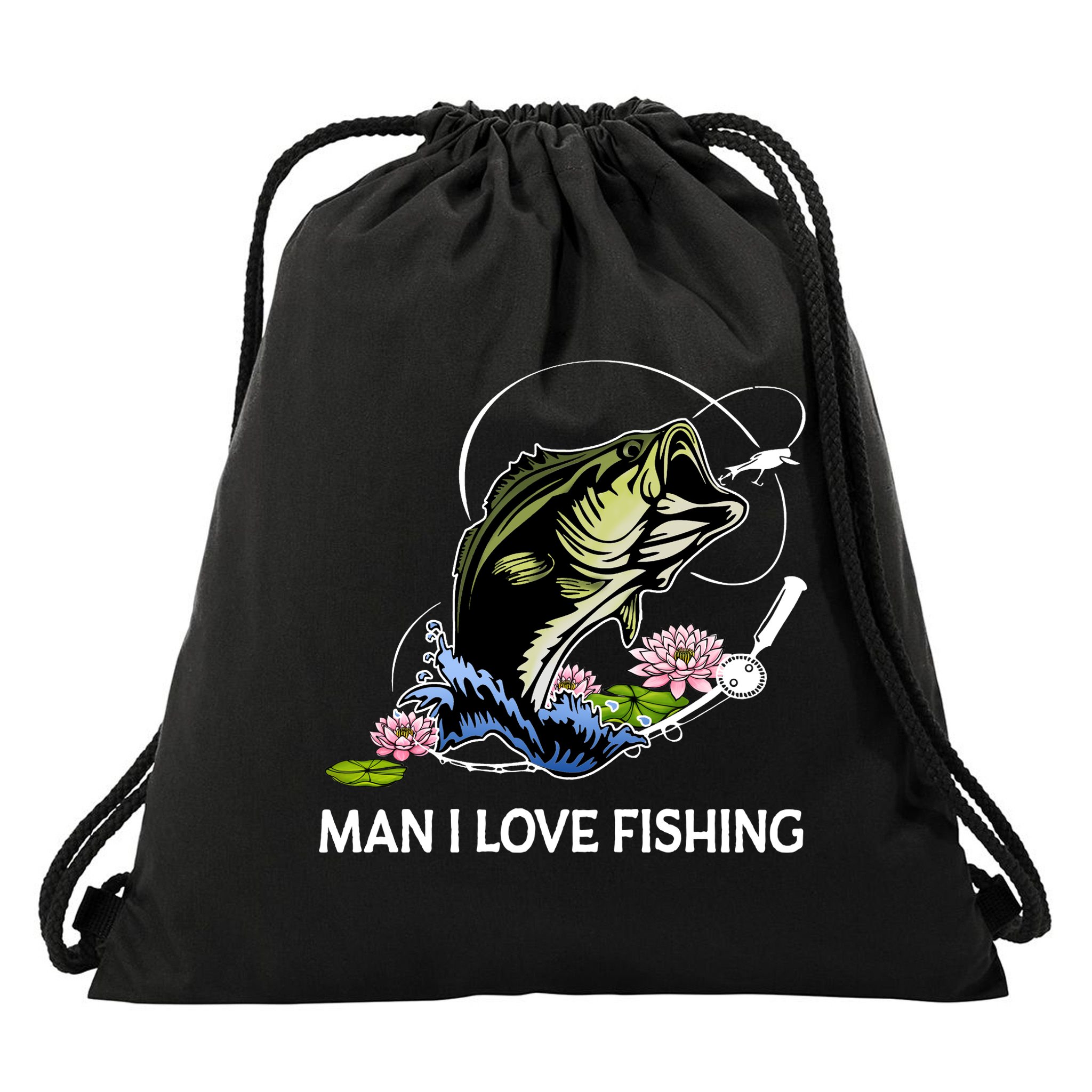 MILF Man I Love Fishing Funny Fishing Design Drawstring Bag