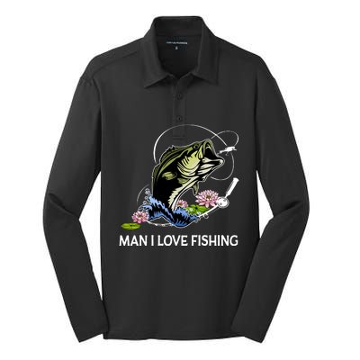 MILF Man I Love Fishing Funny Fishing Design Silk Touch Performance Long Sleeve Polo