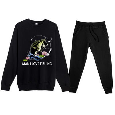 MILF Man I Love Fishing Funny Fishing Design Premium Crewneck Sweatsuit Set