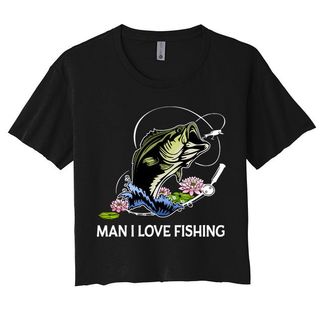 MILF Man I Love Fishing Funny Fishing Design Crop Top
