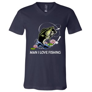 MILF Man I Love Fishing Funny Fishing Design V-Neck T-Shirt