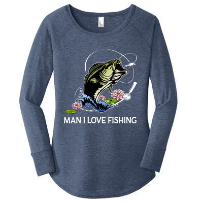 MILF Man I Love Fishing Funny Fishing Design Women's Perfect Tri Tunic Long Sleeve Shirt