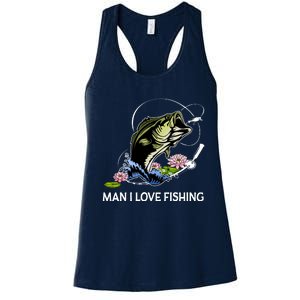 MILF Man I Love Fishing Funny Fishing Design Women's Racerback Tank