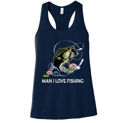 MILF Man I Love Fishing Funny Fishing Design Women's Racerback Tank