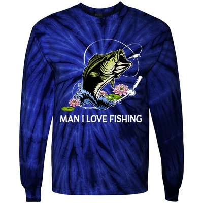 MILF Man I Love Fishing Funny Fishing Design Tie-Dye Long Sleeve Shirt