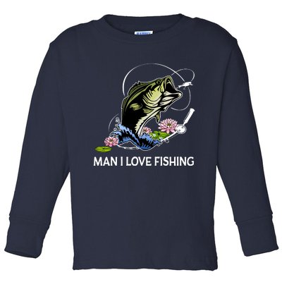 MILF Man I Love Fishing Funny Fishing Design Toddler Long Sleeve Shirt