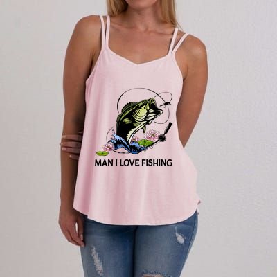 MILF Man I Love Fishing Funny Fishing Design Women's Strappy Tank