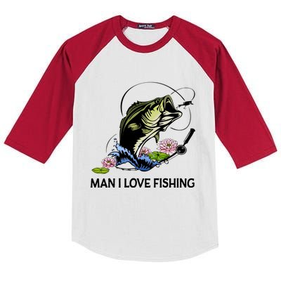 MILF Man I Love Fishing Funny Fishing Design Kids Colorblock Raglan Jersey