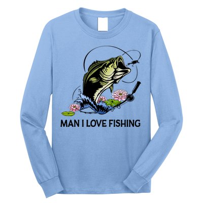 MILF Man I Love Fishing Funny Fishing Design Long Sleeve Shirt