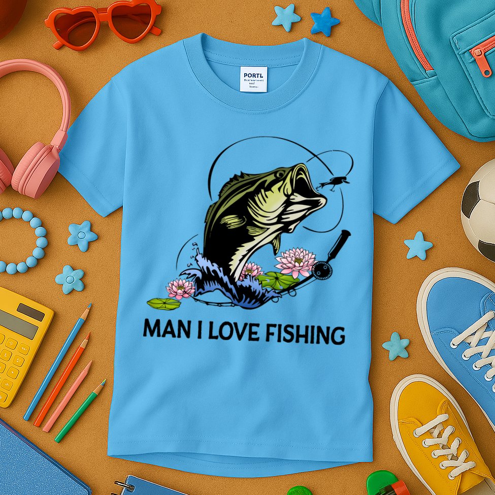 MILF Man I Love Fishing Funny Fishing Design Kids T-Shirt