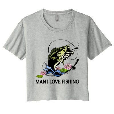 MILF Man I Love Fishing Funny Fishing Design Women's Crop Top Tee