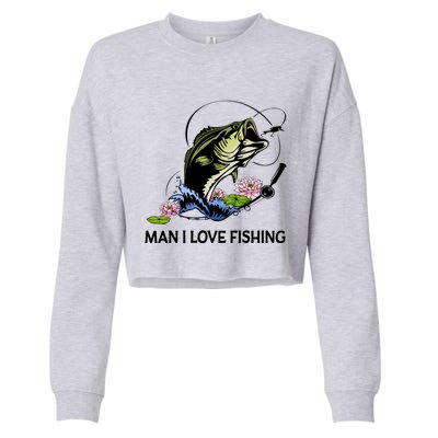 MILF Man I Love Fishing Funny Fishing Design Cropped Pullover Crew