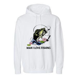 MILF Man I Love Fishing Funny Fishing Design Garment-Dyed Fleece Hoodie