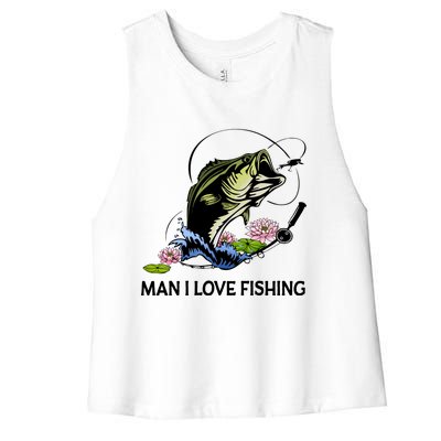 MILF Man I Love Fishing Funny Fishing Design Women's Racerback Cropped Tank