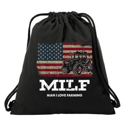 MILF Man I Love Farming Funny Farm Tractor Lover Drawstring Bag