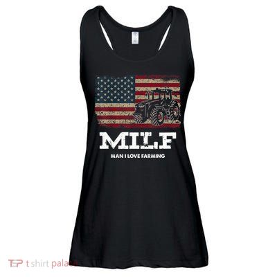 MILF Man I Love Farming Funny Farm Tractor Lover Ladies Essential Flowy Tank