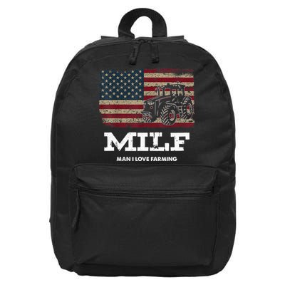 MILF Man I Love Farming Funny Farm Tractor Lover 16 in Basic Backpack