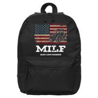MILF Man I Love Farming Funny Farm Tractor Lover 16 in Basic Backpack