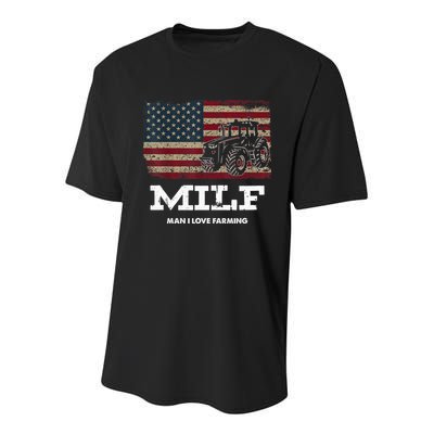 MILF Man I Love Farming Funny Farm Tractor Lover Youth Performance Sprint T-Shirt