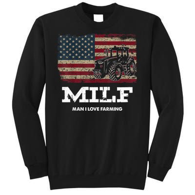 MILF Man I Love Farming Funny Farm Tractor Lover Tall Sweatshirt