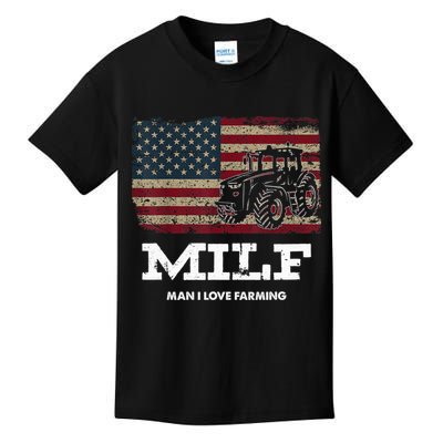 MILF Man I Love Farming Funny Farm Tractor Lover Kids T-Shirt