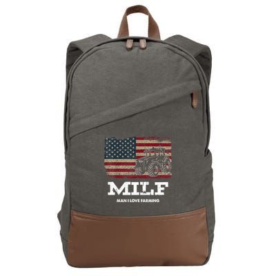 MILF Man I Love Farming Funny Farm Tractor Lover Cotton Canvas Backpack