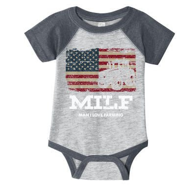 MILF Man I Love Farming Funny Farm Tractor Lover Infant Baby Jersey Bodysuit