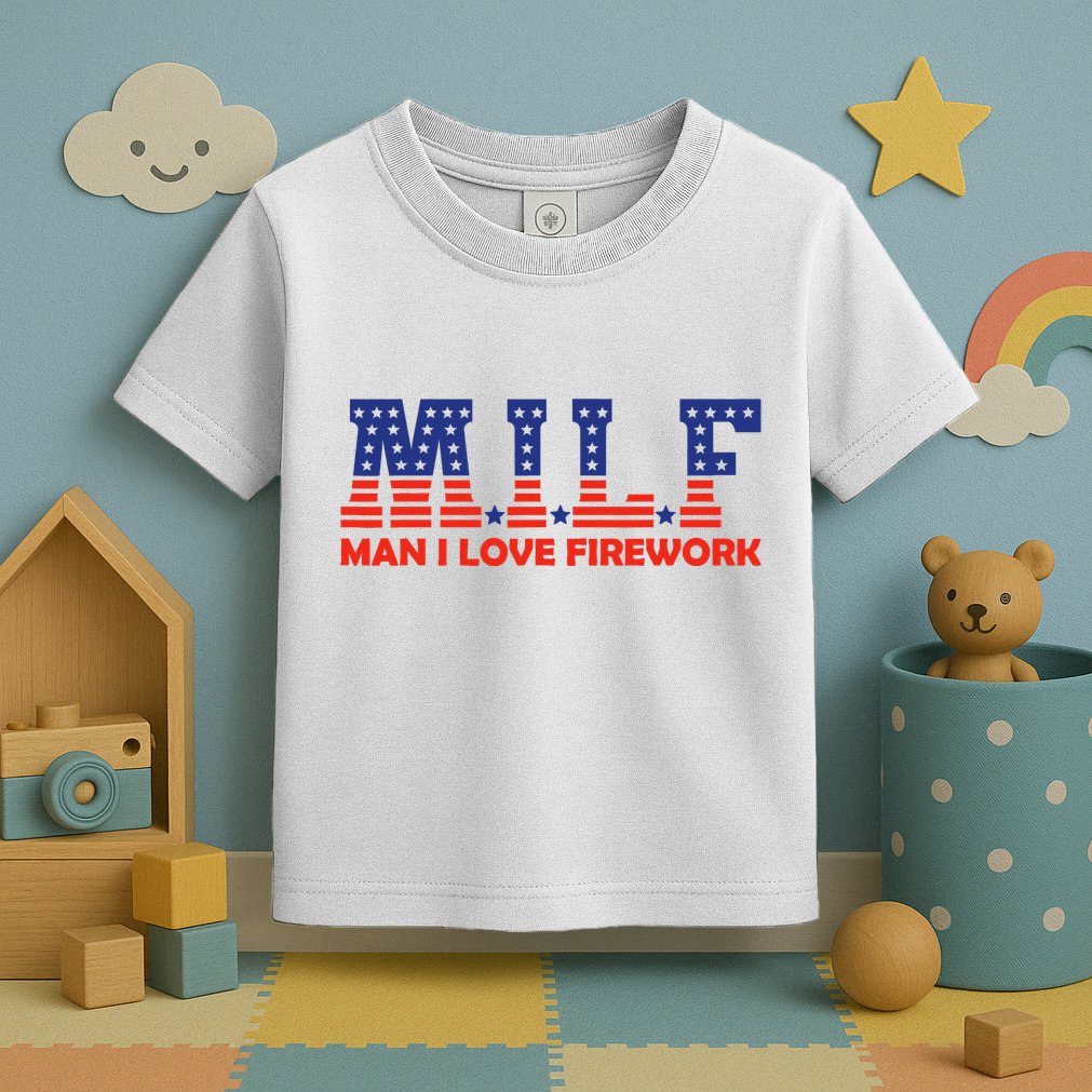 Milf Man I Love Fireworks Funny American 4th Of July Toddler T-Shirt