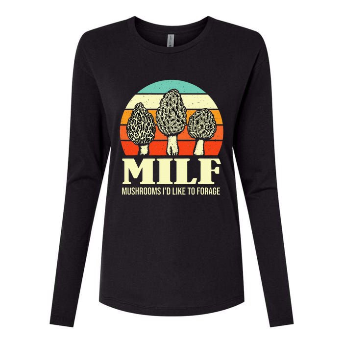 Milf Mushrooms ID Like To Forage Funny Mushroom Lover Gift Womens Cotton Relaxed Long Sleeve T-Shirt